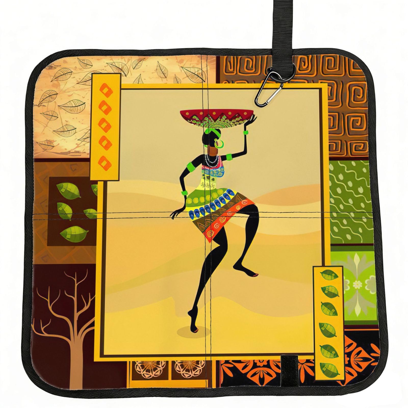 bghdfa African Woman Print Outdoor Sitting Mat Waterproof Oxford Cloth Seat Cushion Folding Foam Camping Seat For Picnic