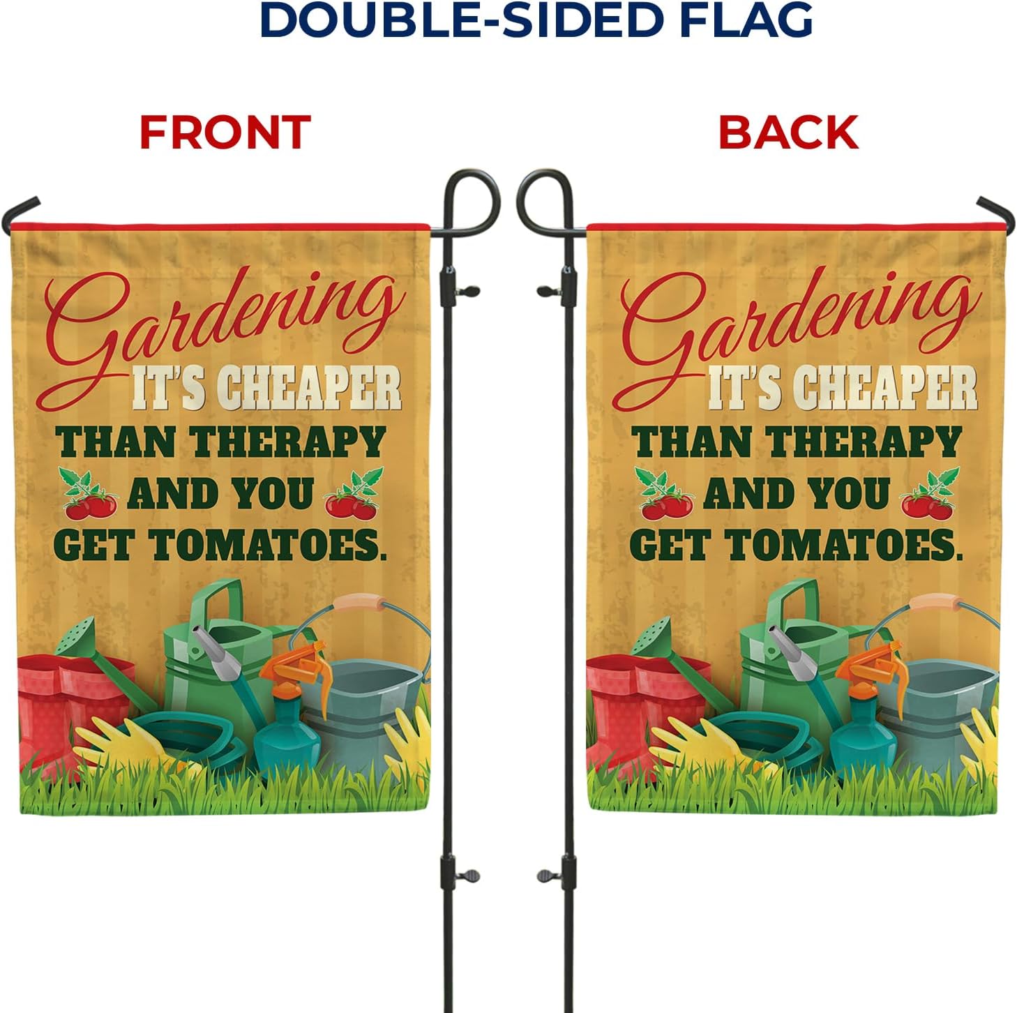 Gardening Therapy Tomatoes Funny Garden Flag 12.5" x 18" Double Sided image 5