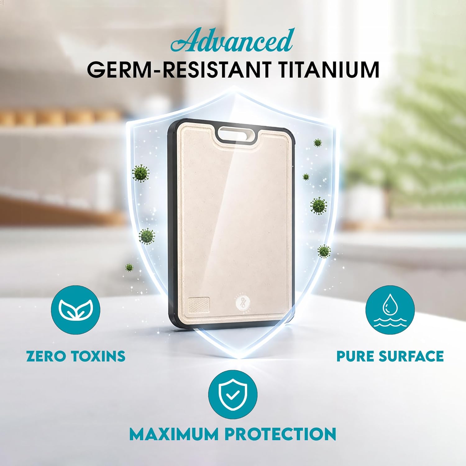 Titanium Cutting Boards for Kitchen – 100% Pure Titanium Chopping Board, Large Non Slip Metal Double Sided Pure Titanium Cutting Board for Meat, Vegetables & Kitchen Prep