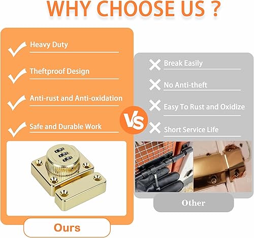 Miniatura 6 de Alise Cerradura de puerta de contraseña Pestillos de perno deslizante Cerradura,Hardware de puerta de doble cara de seguridad,MSS002-B Negro