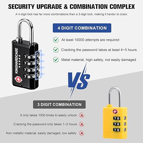 Miniatura 4 de Paquete de 2 cerraduras de pistola aprobadas por la TSA, cerraduras de combinación de 4 dígitos para estuche de armas, caja de munición, bolsa