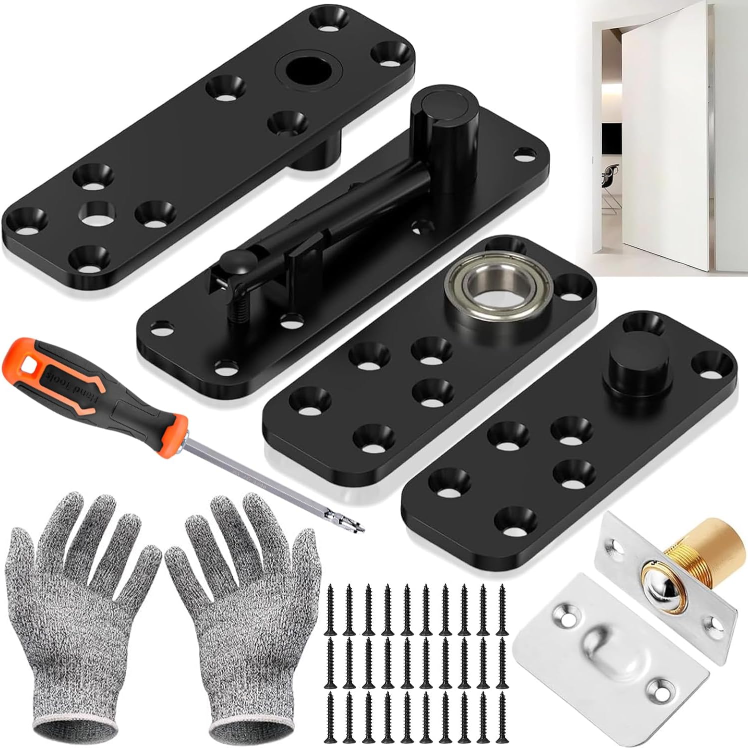 Hidden Door Hinge, 360° Rotating Pivot Hinge, 570lbs Load-Bearing Door Pivot H Inge, for Hidden Door Bookcase or Secret Door