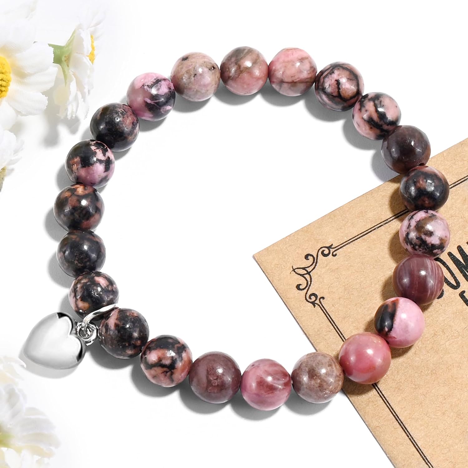 VIBILIA Cross Beaded Bracelets for Women, Inspirational Natural Gemstone Heart Bracelets for Women, Birthday Gifts for Women Mom Daughter Wife Sister Friend on Valentine's Day... - Image 4