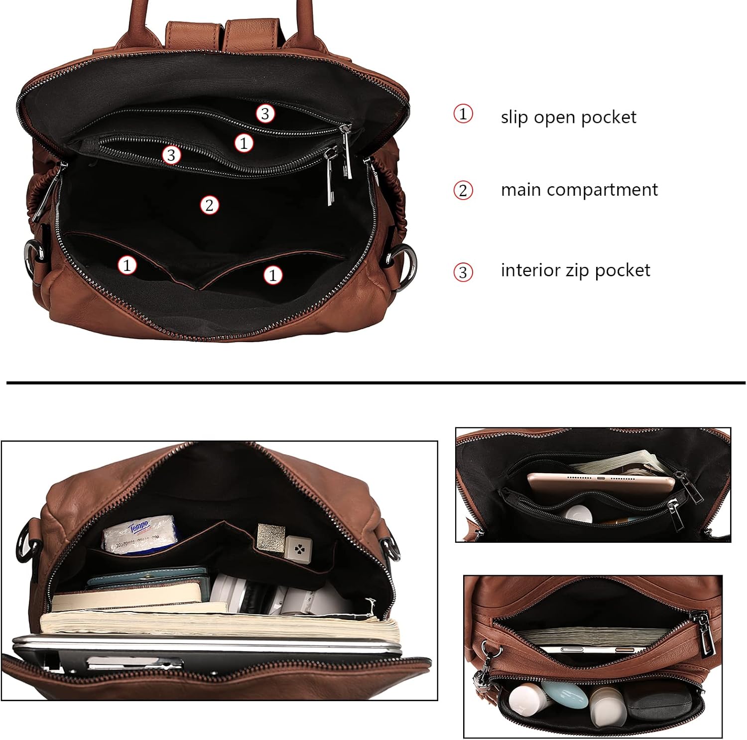 Uromee Travel Backpack Purse for Women Vegan Leather Ladies Fashion Tassel Shoulder Bag Convertible - Image 4