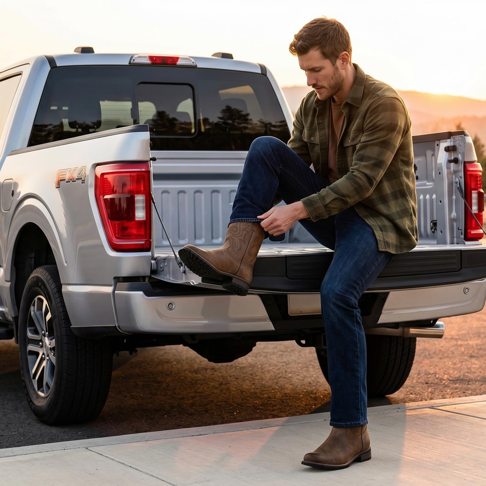 J's.o.l.e Cowboy-Stiefel für Männer Runde Zehe Western Stiefel