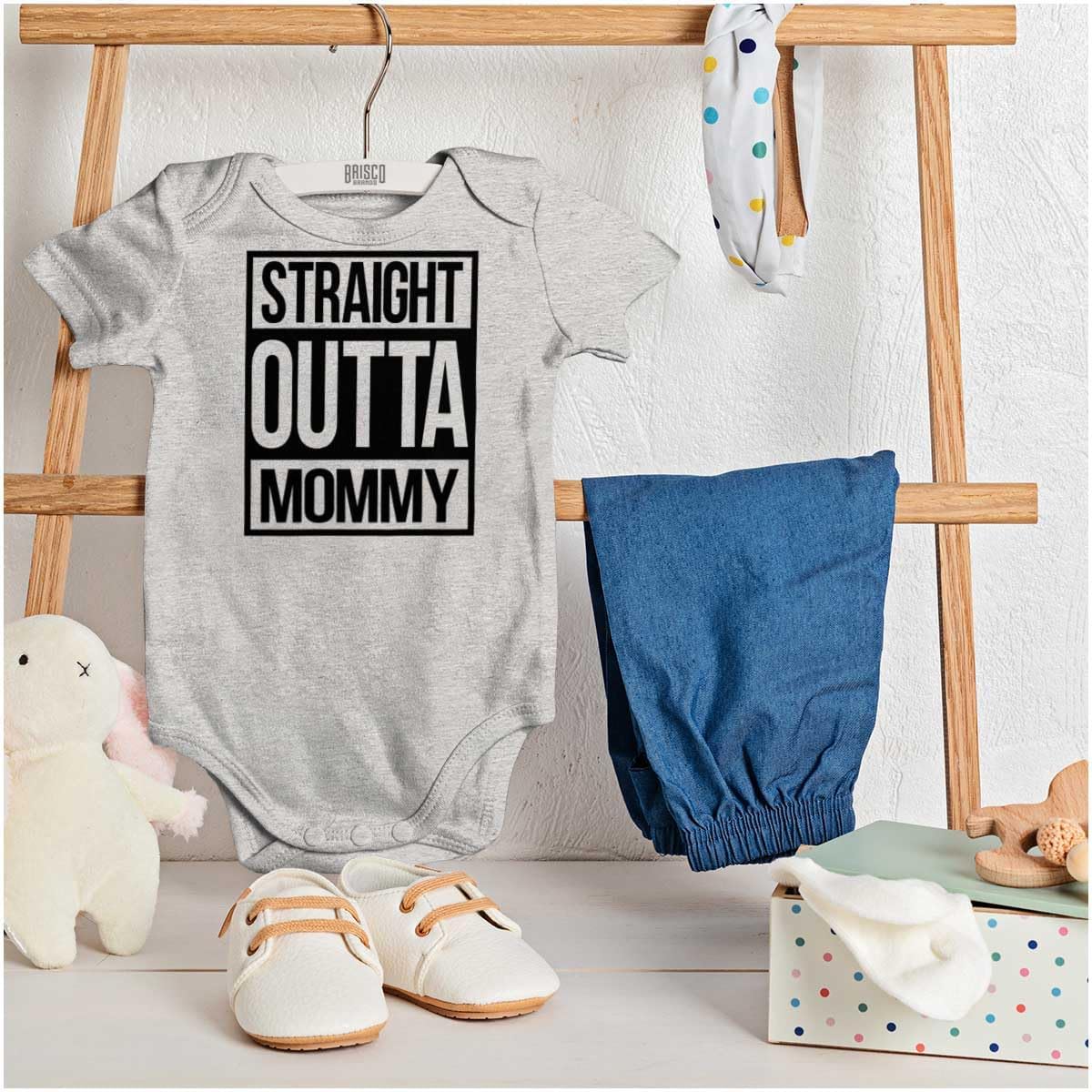 Brisco Brands Straight Outta Mommy Hip Hop Baby Romper Boys or Girls