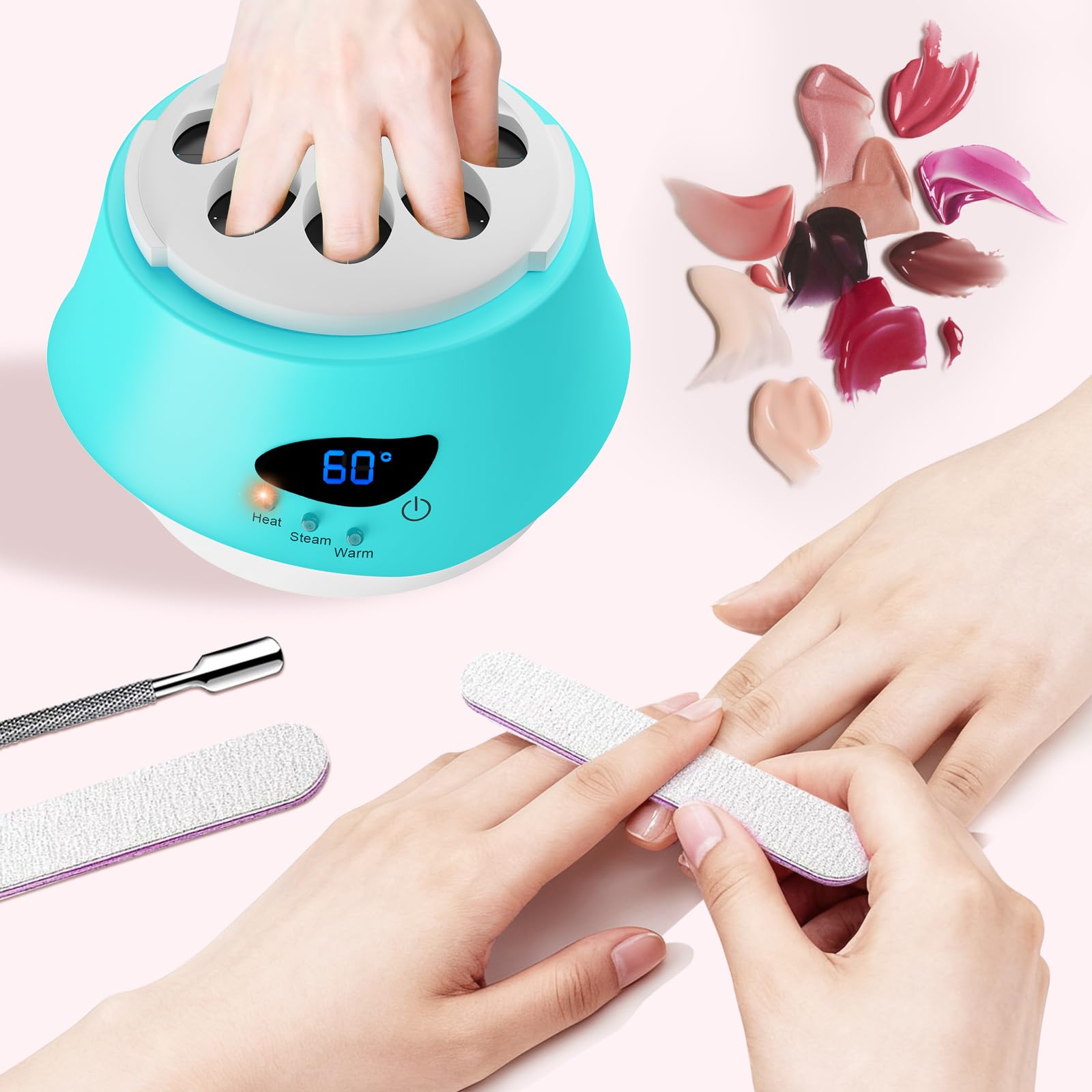Macchina elettrica per la rimozione dello smalto gel, acetone, con tecnologia a vapore, 110 Watt, per rimuovere smalto e colla per unghie, con misurino