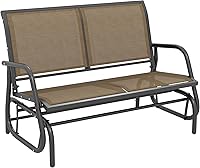 Outsunny 2-Person Outdoor Glider Bench - Patio Double Swing Rocking Loveseat with Steel Frame for Garden Porch, Light Mixed Brown