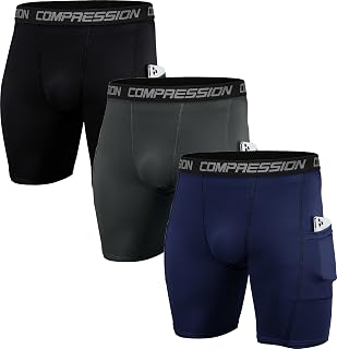 Men's 3 Pack Performance Compression Shorts Gym Running Base Layer Shorts Sports Undershorts
