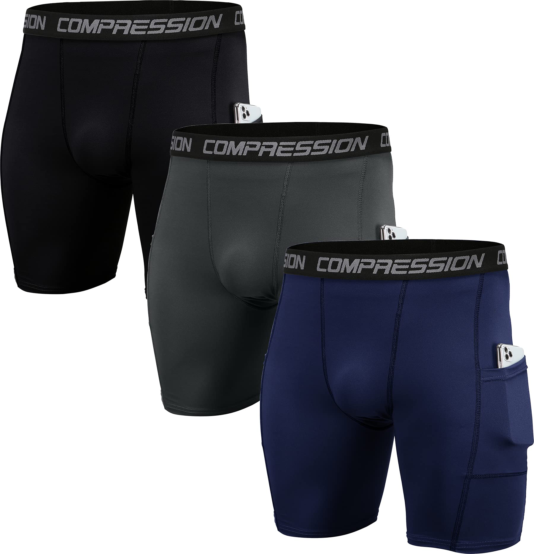 Holure Men's 3 or 5 Pack Performance Compression Shorts Gym Running Base Layer Shorts Sports Underwear Shorts