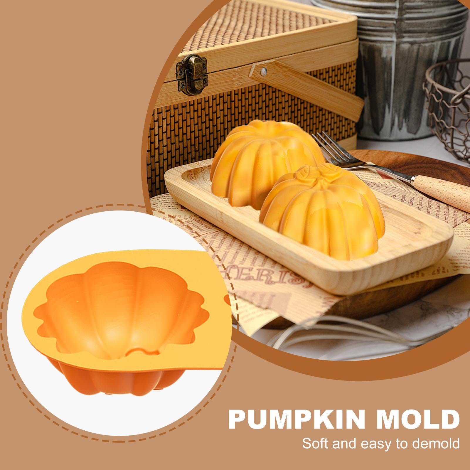 Goldyida Siliconen Mal – 3D Pompoenvorm – 6 Stuks Pompoen, Blad En Eikel – Voor Kaarsen, Zeep, Pudding, Cake En Meer (oranje)