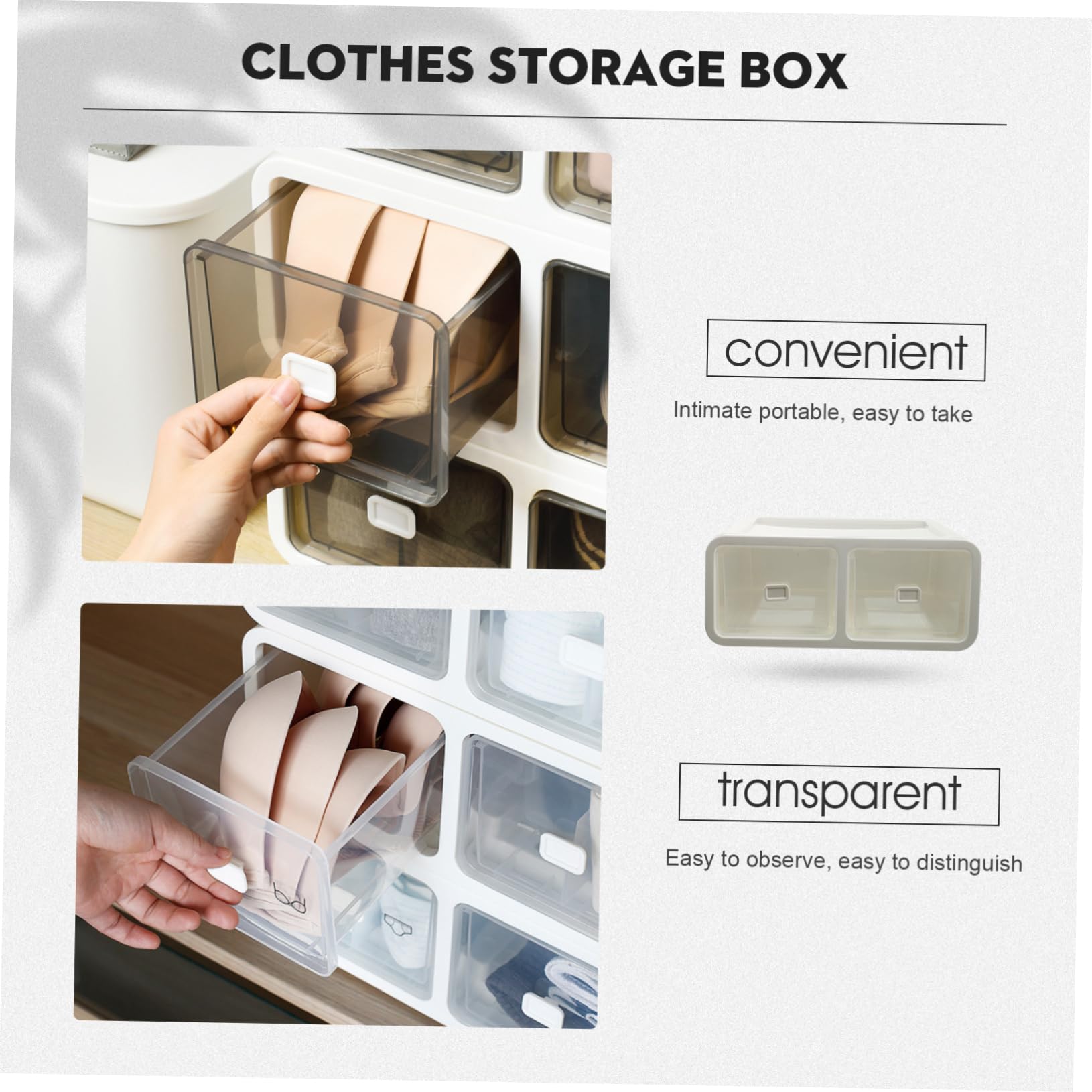 ABOOFAN Schubladenbox 5 Fächer für Socken und Krawatten Kleiderschrank Organizer aus Pp Weiß Stapelbar und Platzsparend