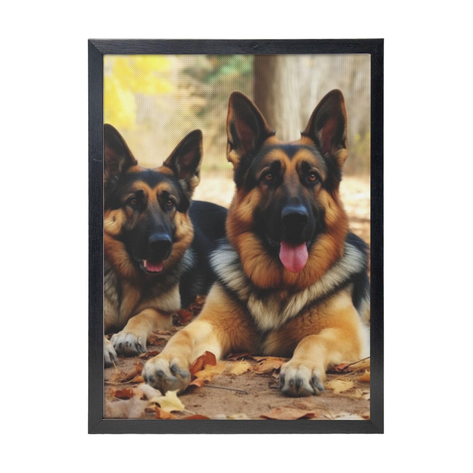 Framed Wall Art - Decorative Canvas Painting German Shepherd Dog Pictures Poster Aesthetic Modern Prints Artwork for Bedroom Office Wall Decor Ready To Hang 12x16 in