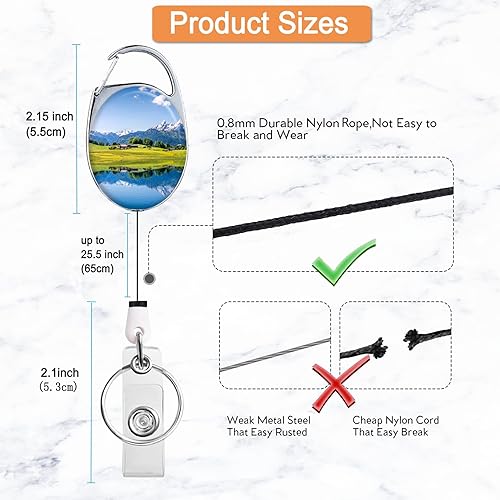 Vista 39 de Carrete retráctil para tarjetas de identificación con llavero retráctil para llaves, lindo nombre, carretes decorativos de tarjetas de Pretty