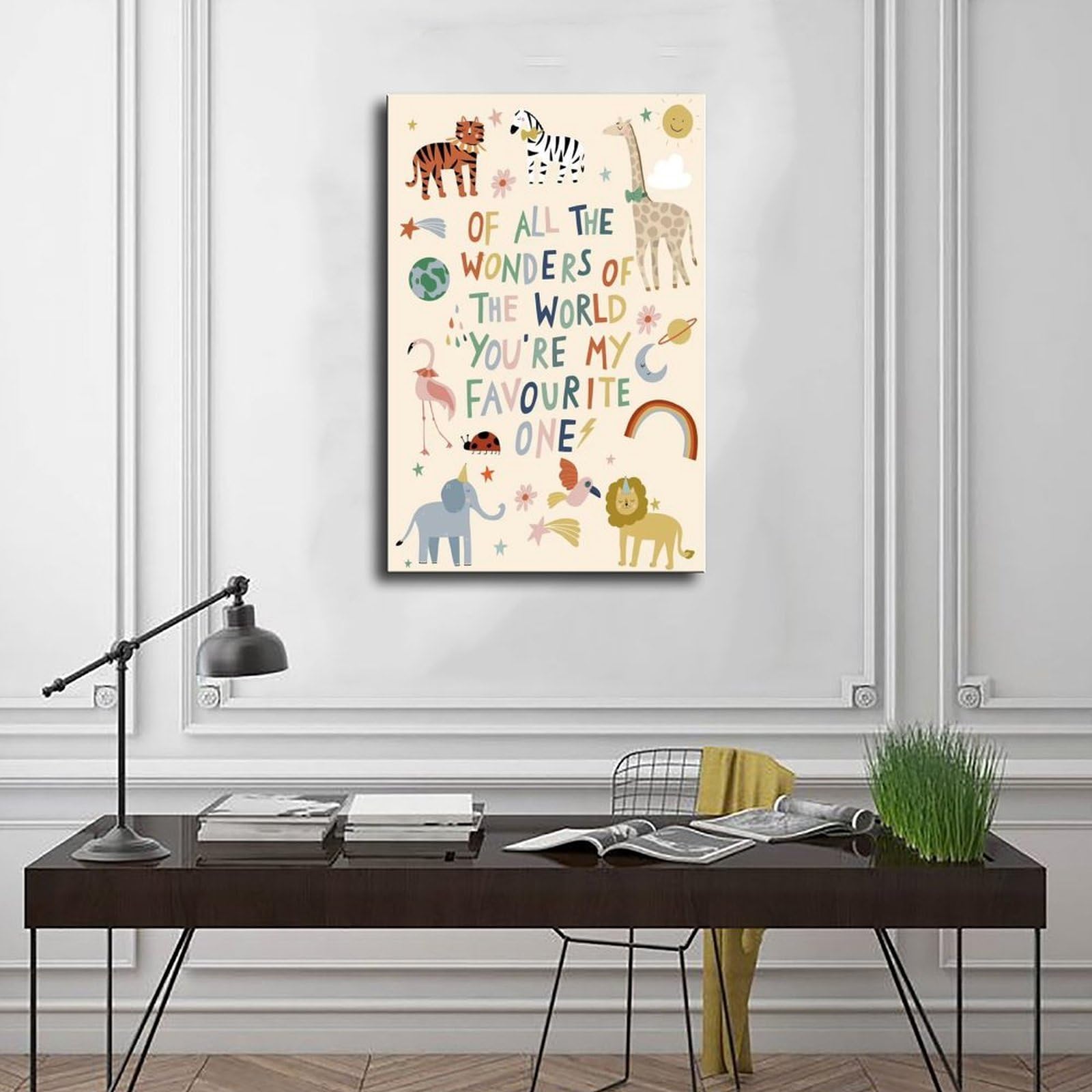 Poster sur toile avec motifs de l'alphabet de A à Z - Thème éducatif - Décoration de chambre à coucher, bureau, chambre - Cadeau - 40 x 60 cm