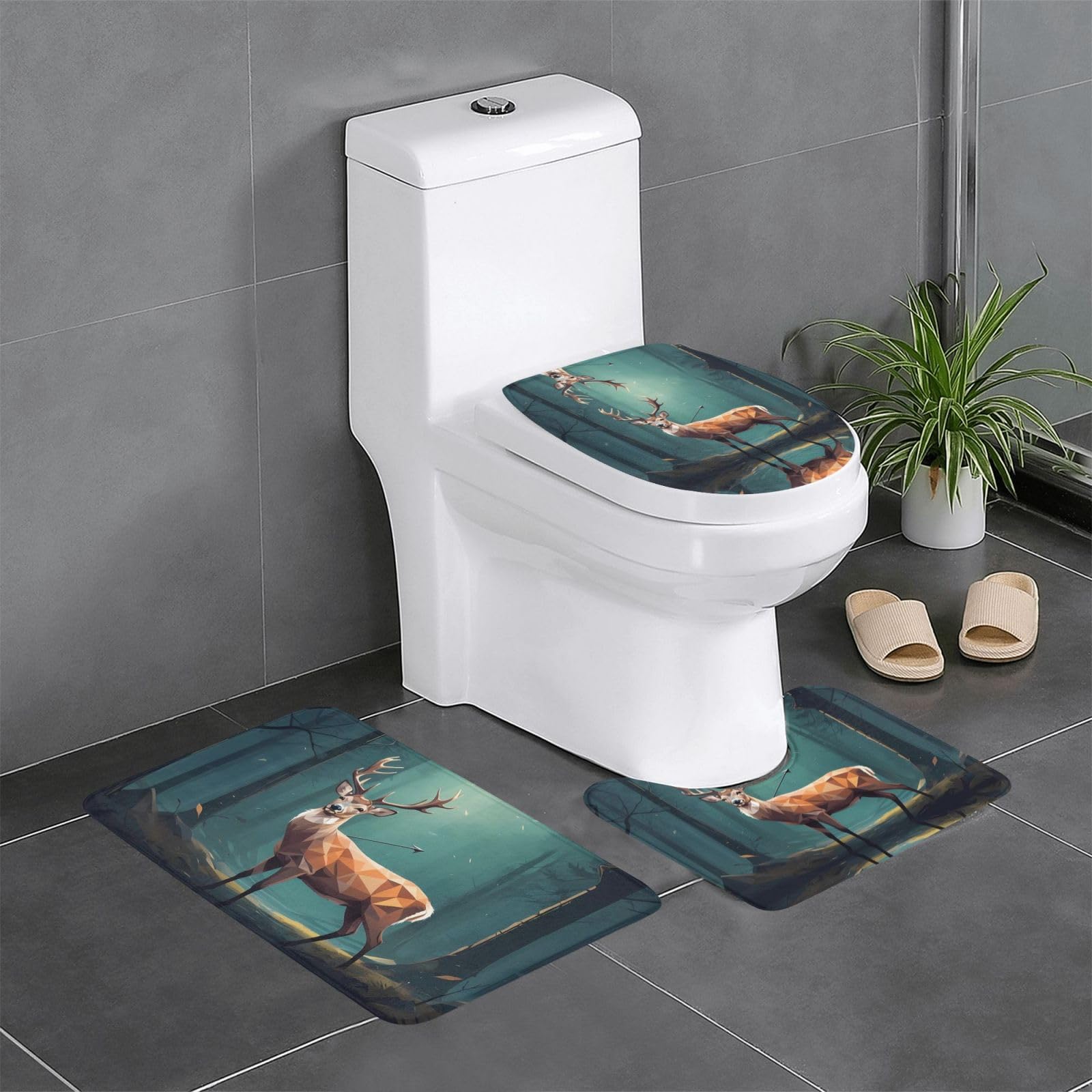 Tapis de salle de bain antidérapants lot de 3 pour sécuriser les sols de WC noirs