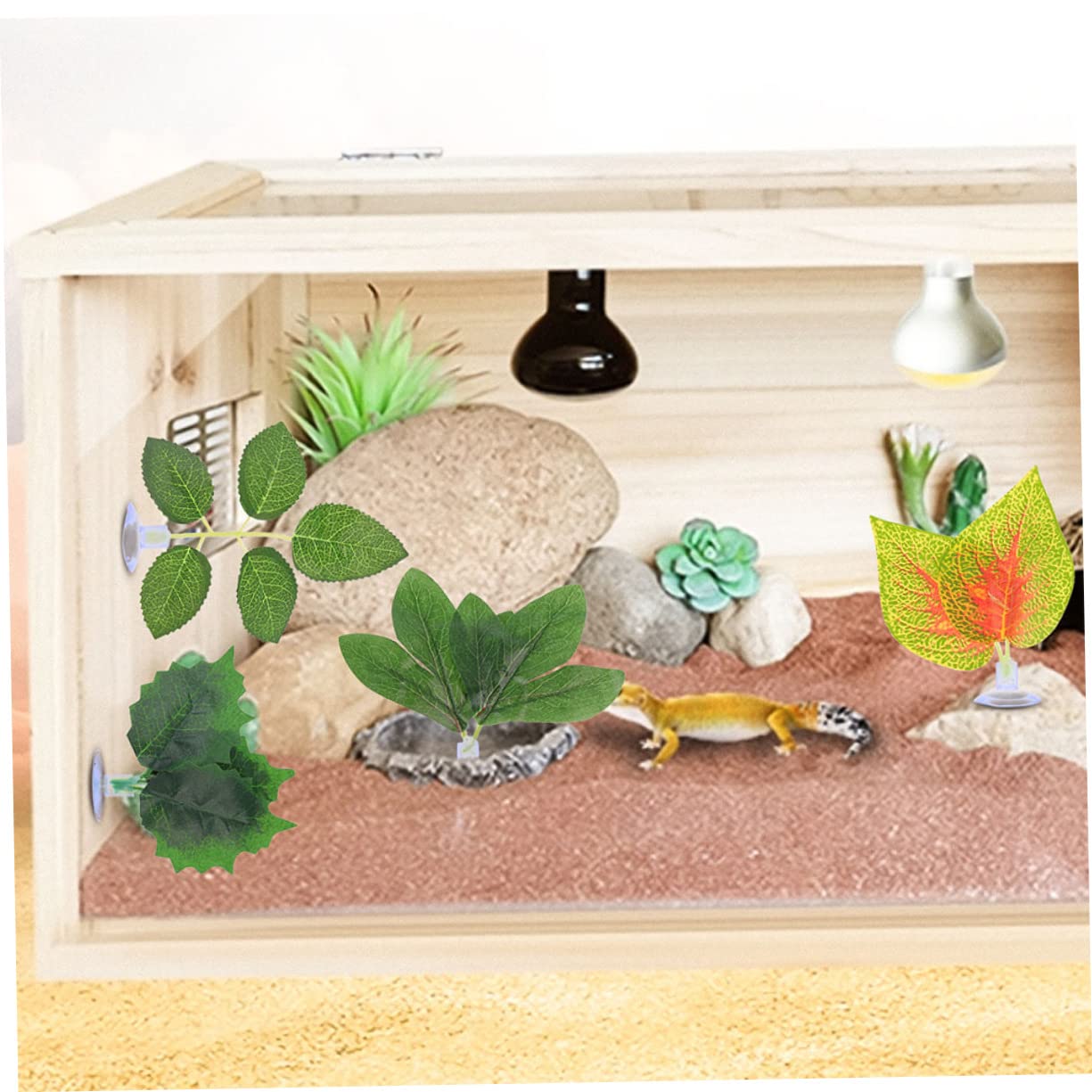 CORHAD Realistic Reptile Plants for Tank Lizard Snake Decor 10pcs Artificial Plant Ornament for Reptile Terrarium