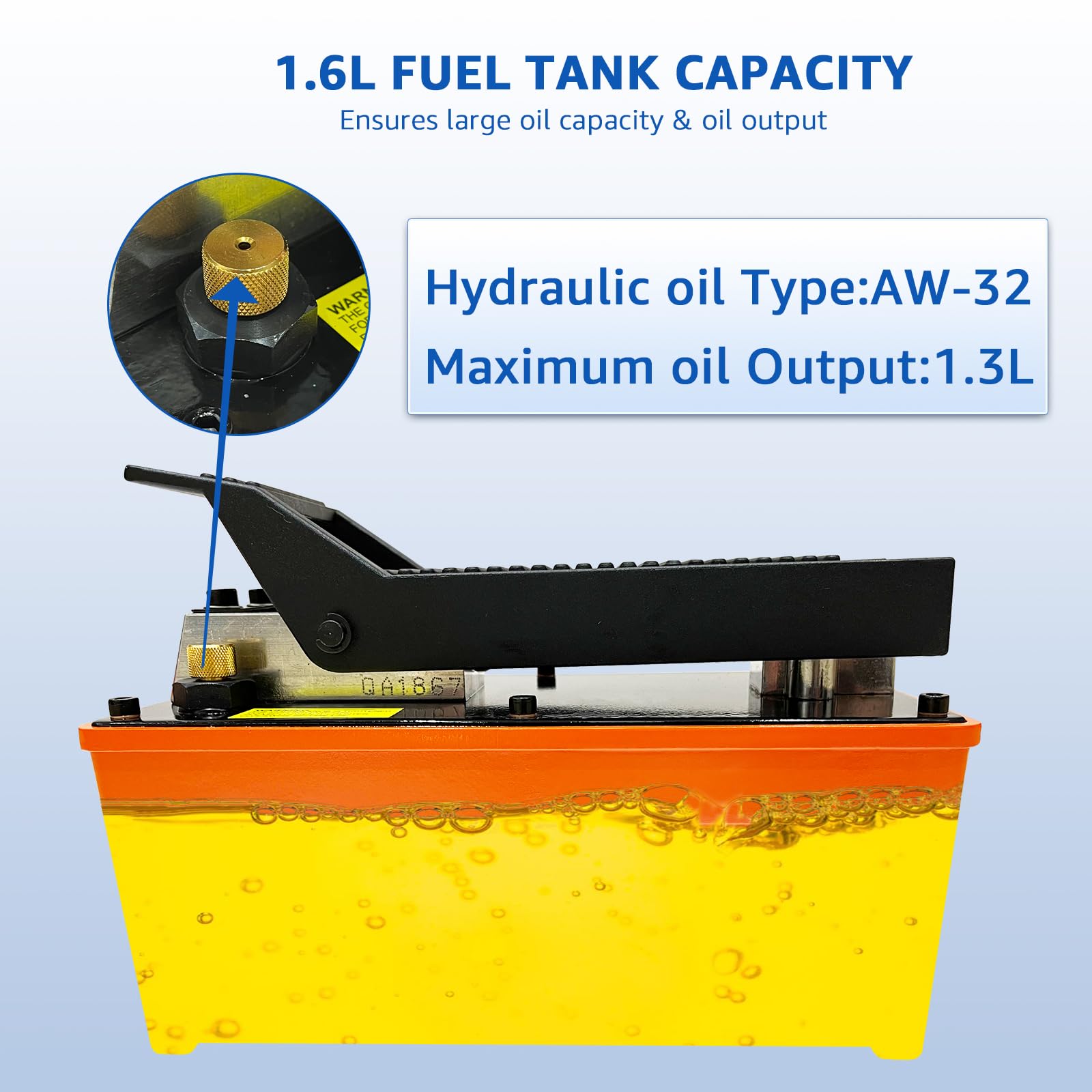 HKTE Profesjonalna pompa hydrauliczna pneumatyczna, sterowana nożnie, 10 000 PSI, zbiornik 1/2 gala, do podnoszenia maszyn i napraw samochodowych