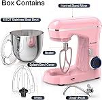 Honinst Stand Mixer, 6.5QT 10-Speed 660W Tilt-Head Electric Stand Mixer, 3-In-1 Kitchen Mixer with Bowl, Dough Hook, Whisk and Beater, Food Mixer for Baking, Cake and Most Home Cooks, Pink