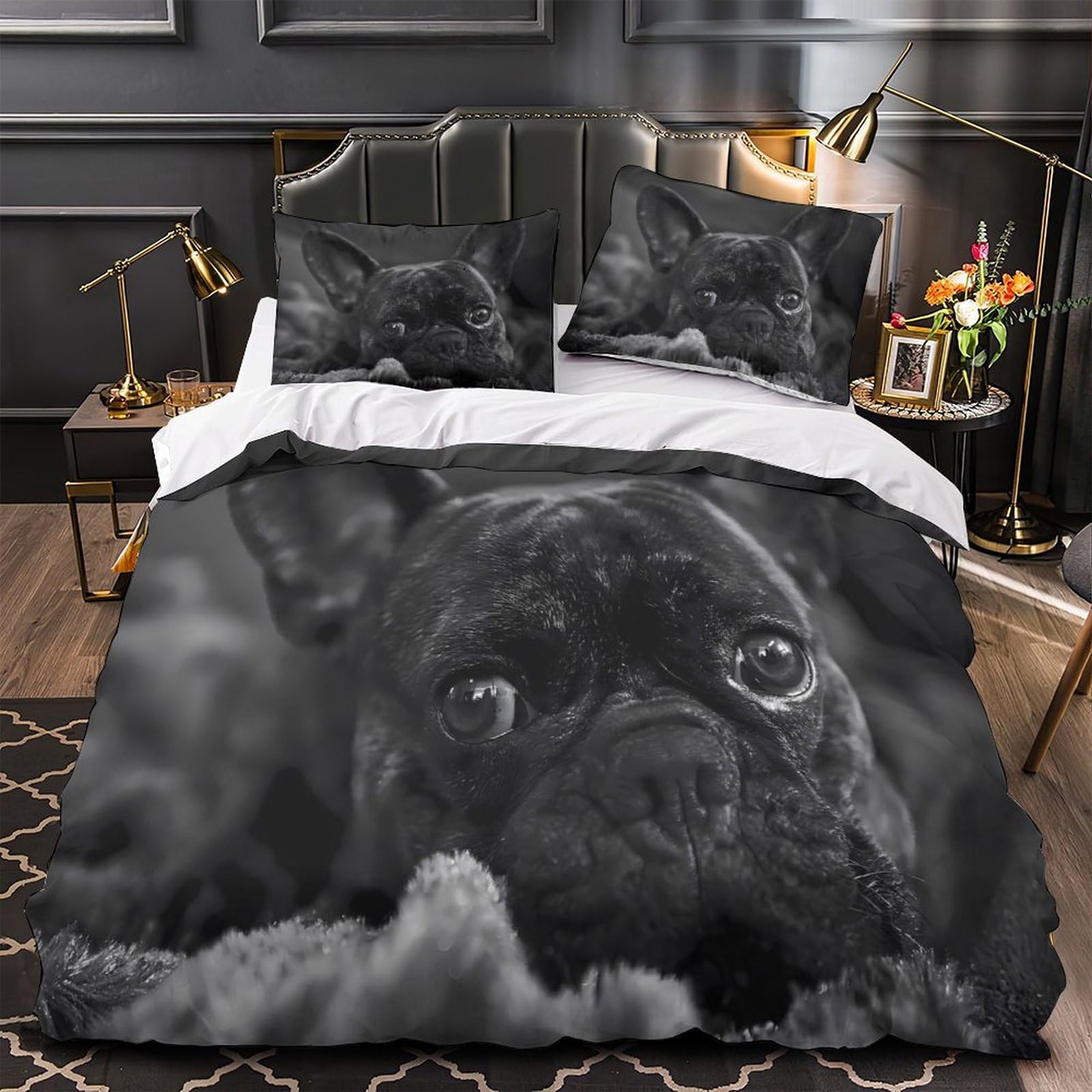 Housse de couette French Bulldog 3 pièces, le cadeau idéal pour adolescent