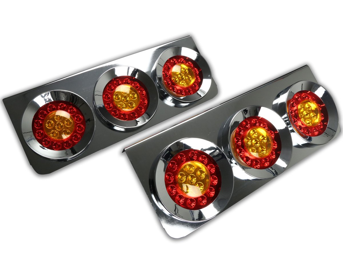 Amazon | トラック用 丸型 3連 フルLED レッド/アンバー