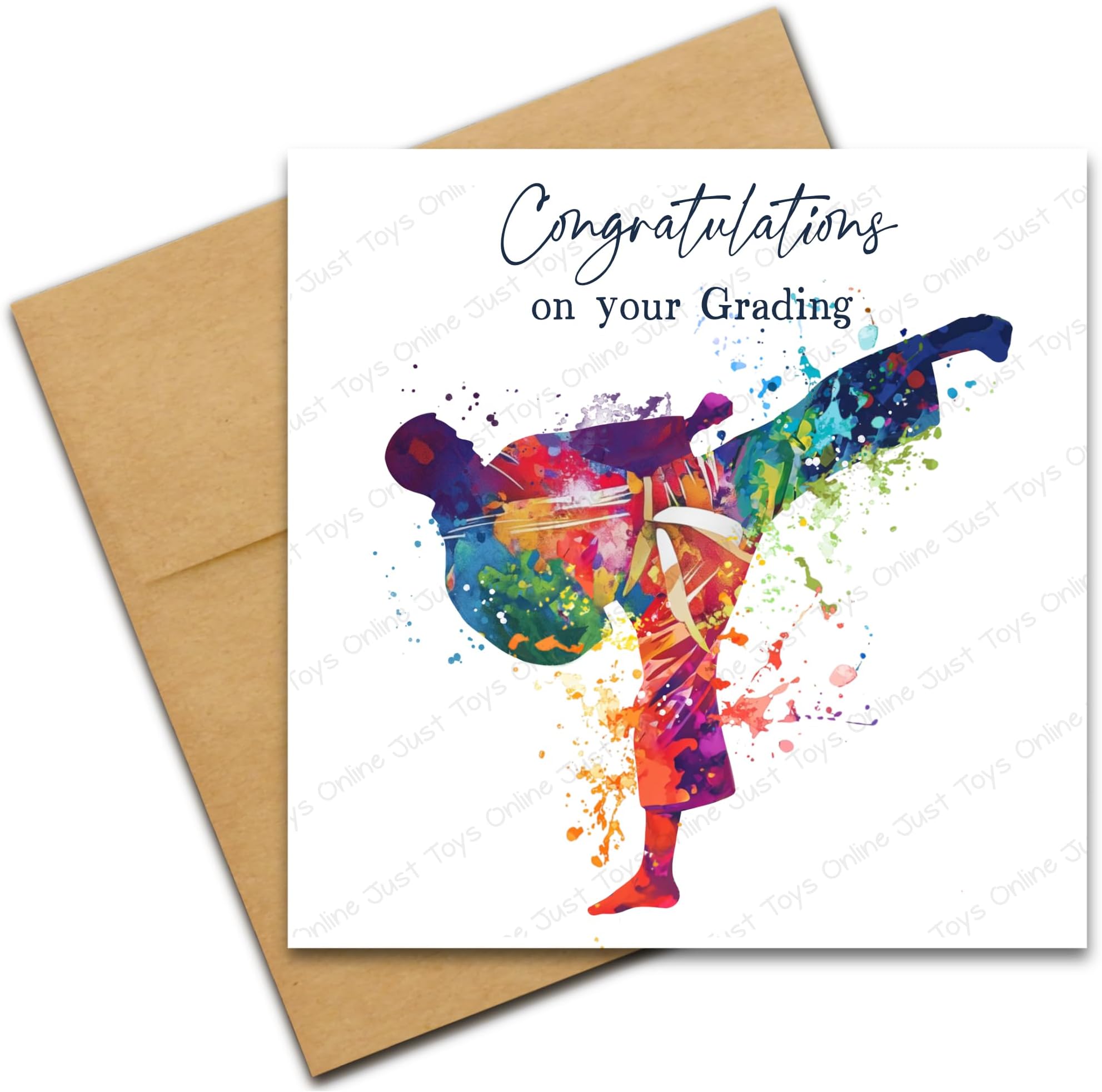 Martial Arts Card, Congratulations on your Grading Card for Judo Karate Taekwondo Jiu-Jitsu, Colourful Abstract Adult Male