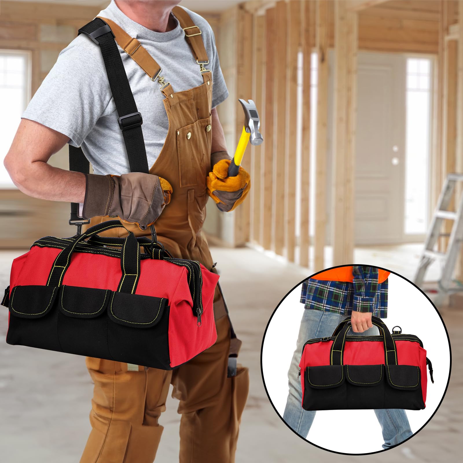 WILAXI PRO Sac à Outils Pliable Avec Ouverture Sur Le Dessus, 40,6 Cm, Sac à