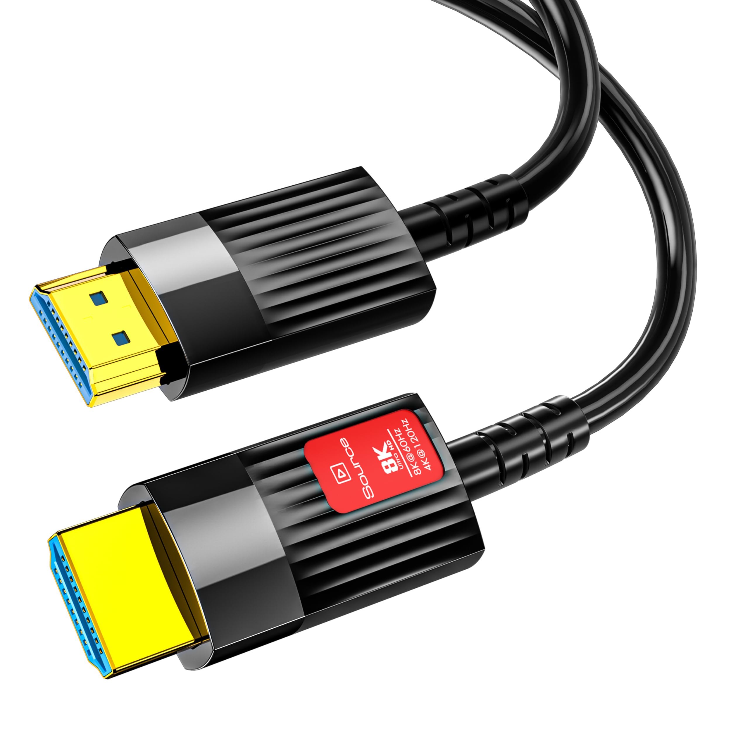 Câble HDMI 2.1 en fibre optique 8K 30 m, 48 Gbps Ultra Haute Vitesse Câble HDMI 2.1 8K @ 60Hz 4K @ 120Hz eARC HDCP 2.2&2.3 Dynamique HDR Dolby Atmos Compatible avec Xbox, PS5/PS4, HDTV, ordinateur