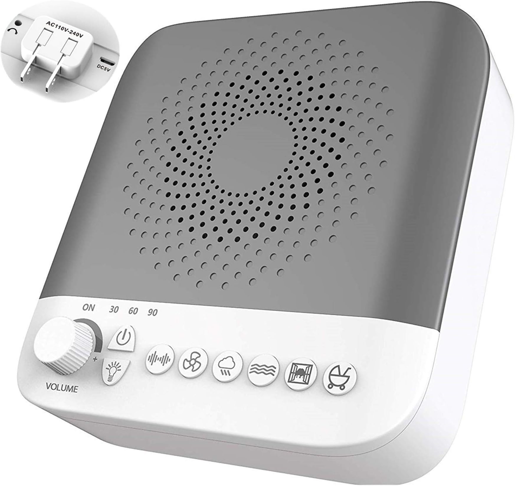 A3-02 Plug-in Night Light White Noise Sound Machine with 17 Non-Looping Soothing Natural Sounds, Relax Timer Setting/Portable Sleep Therapy Machine for Adults, Baby, Kids & Toddlers/Home & Travel