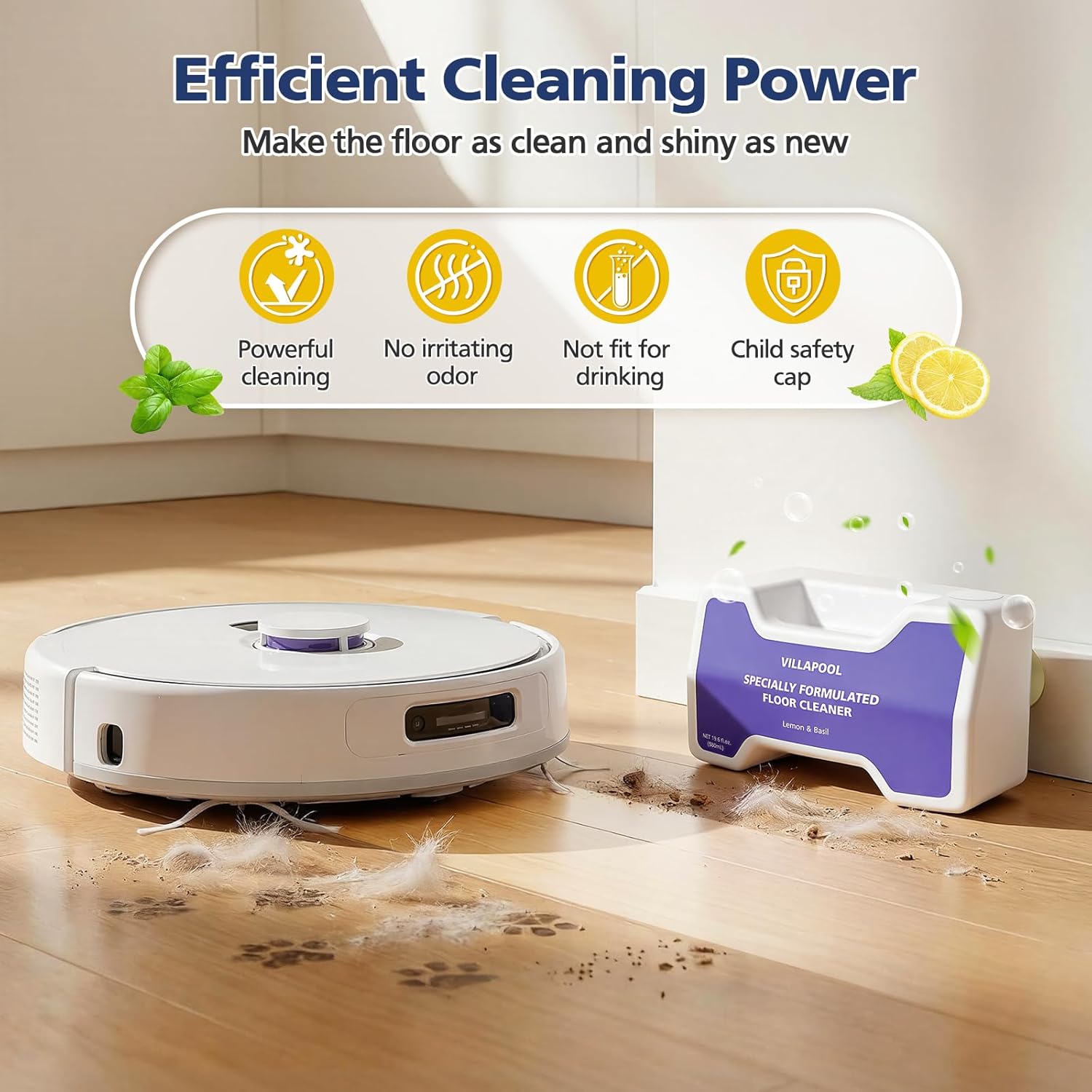 Cleaning Solution Compatible with NARWAL Robot Freo Z Ultra/Freo Z10 /Freo Z10 Ultra Vacuum and Mop, Multi-Surface Floor Detergent Cleaner, 580mL, 2 Pack