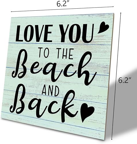 Miniatura 2 de Letrero de madera de playa, Love You to the Beach and Back, placa de madera, decoración del hogar para estante de playa, decoración de casa de Signo