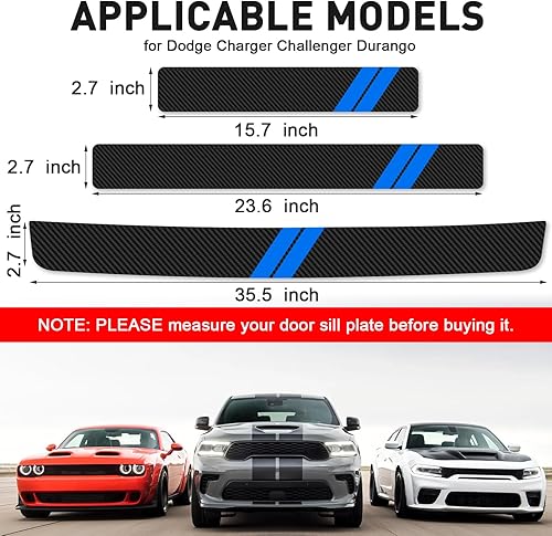 Vista 40 de Protector de umbral de puerta para Dodge Charger Challenger Durango, accesorios para umbral de puerta de automóvil con raspador de plástico, Blanco