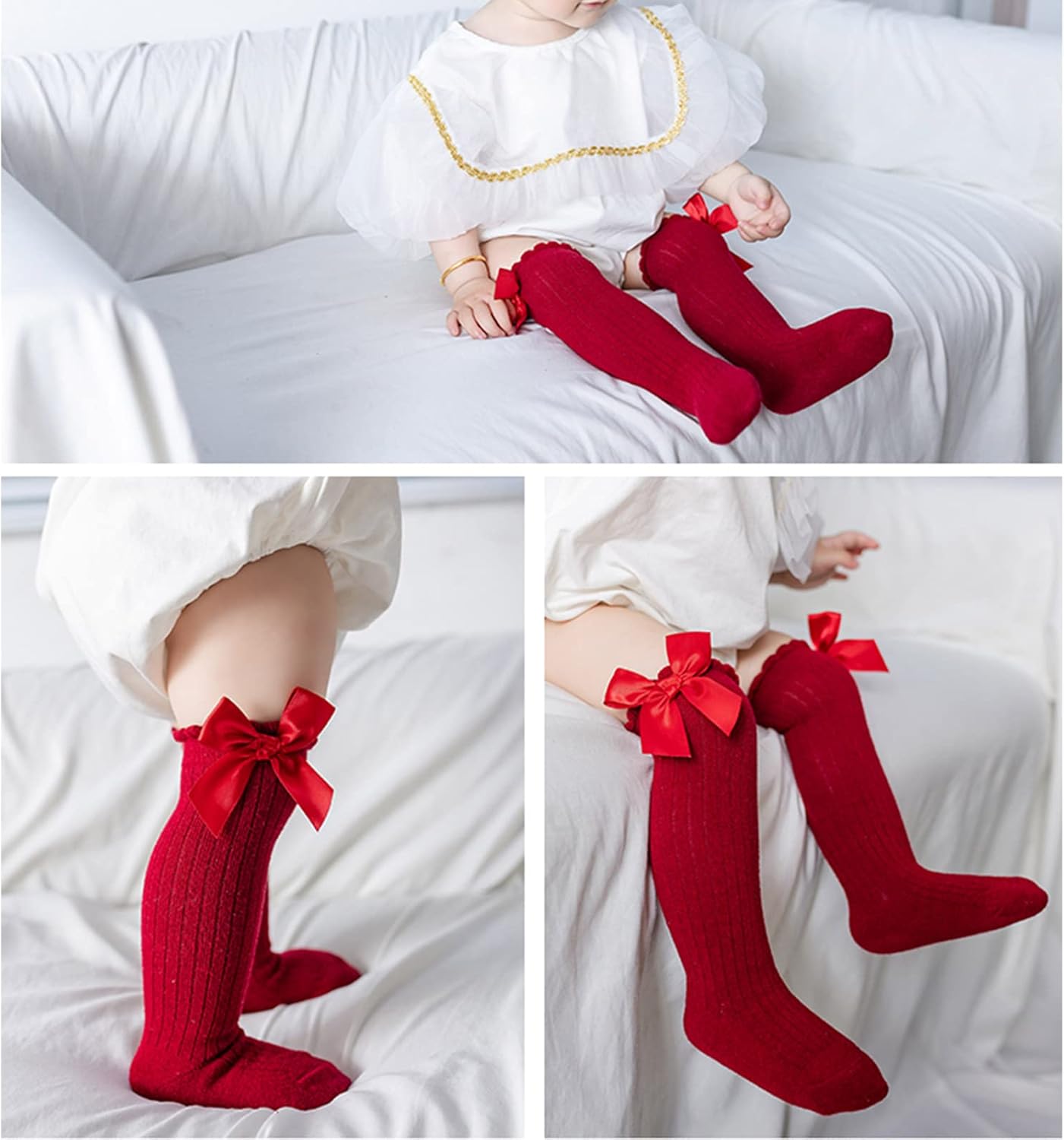 Baby Knee High Socks Kids Tube Long Boot Socks with Bow Cotton Knit Stocking Infant Toddler Dress Socks for Boy Girl - Image 7