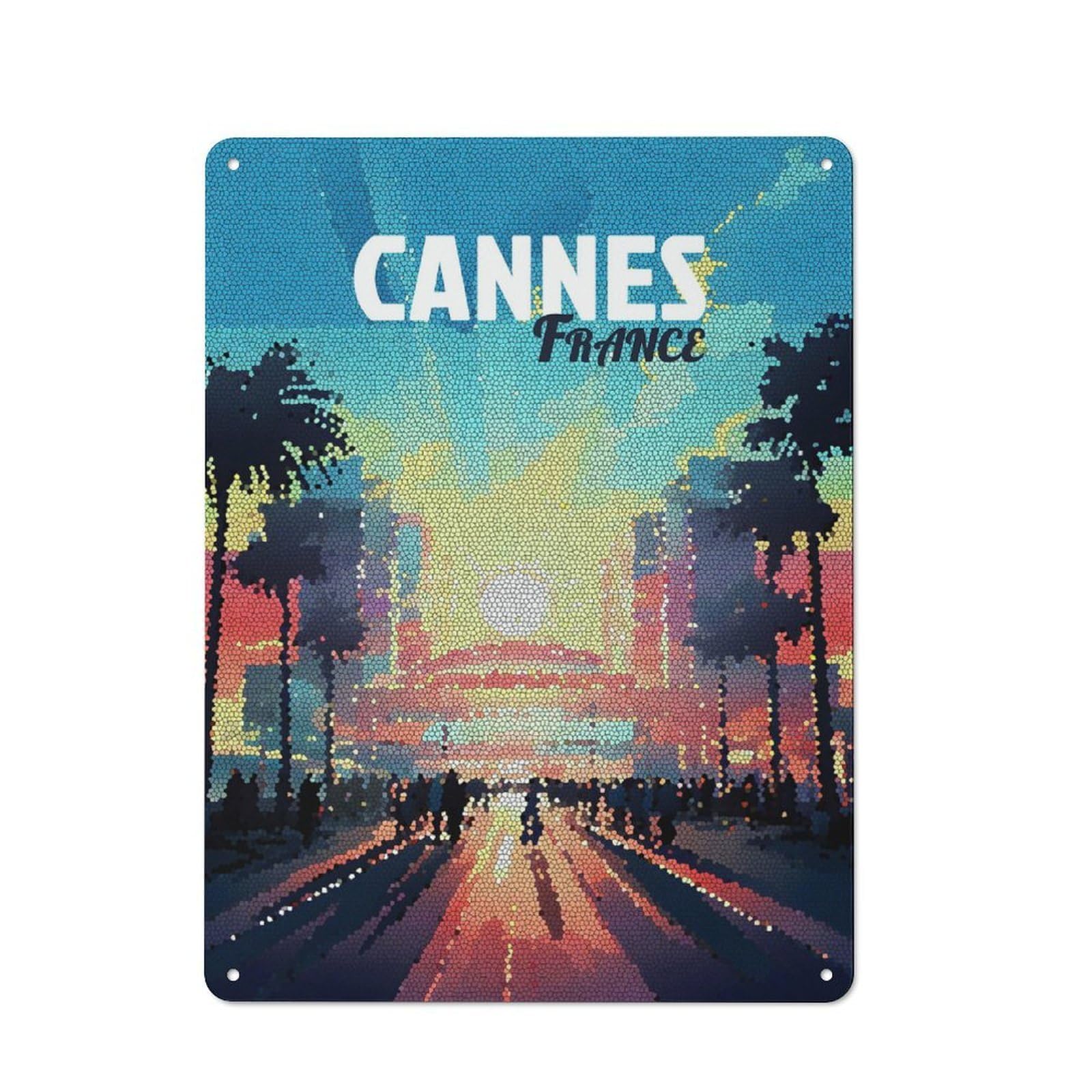 Cannes, France Mosaic Art Tin Sign 40x30cm, Vintage Home Bar Decor for Cafe, Pub, Workshop Or Home Bar, for Relaxed Wall Styling