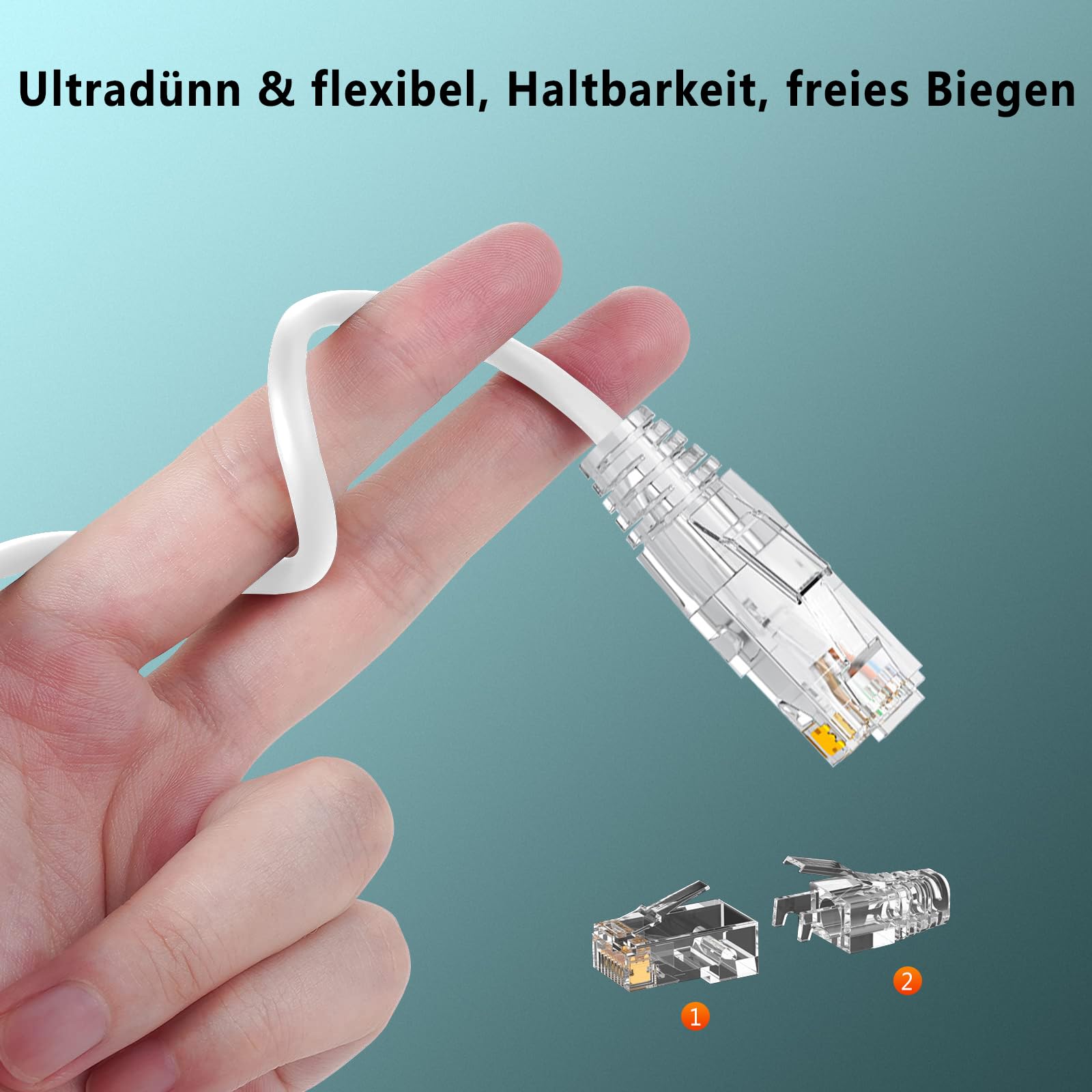 Ercielook Cat6a kabel krosowy 0,25 m długość całkowita (5 sztuk), kabel Cat6a biały Lan, 10 Gbps 550 MHz, kabel sieciowy o dużej prędkości, 28AWG czysta miedź, krótki kabel Ethernet