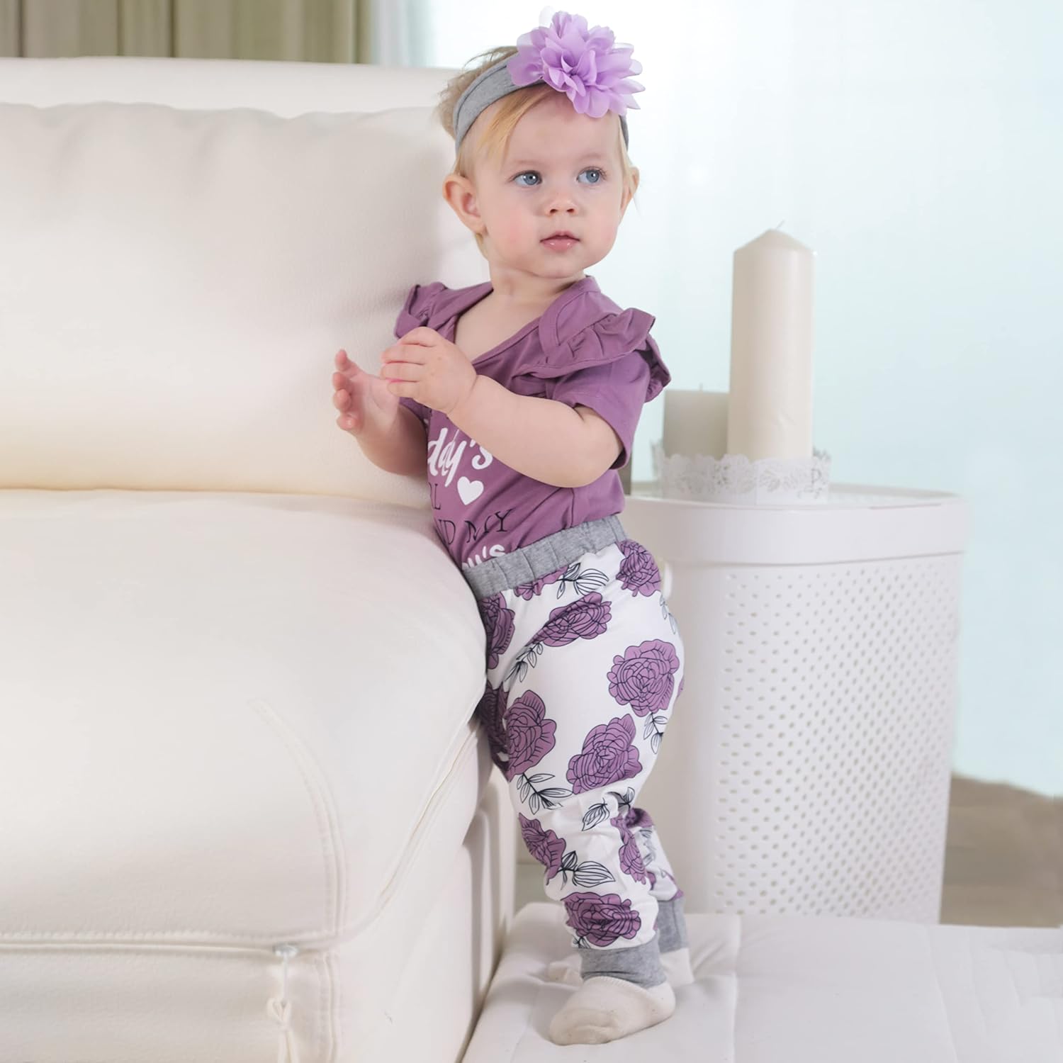 Renotemy Newborn Infant Baby Girl Clothes Summer Outfits Infant Romper Pants Cute Toddler Girl Clothes Gift Set - Image 2