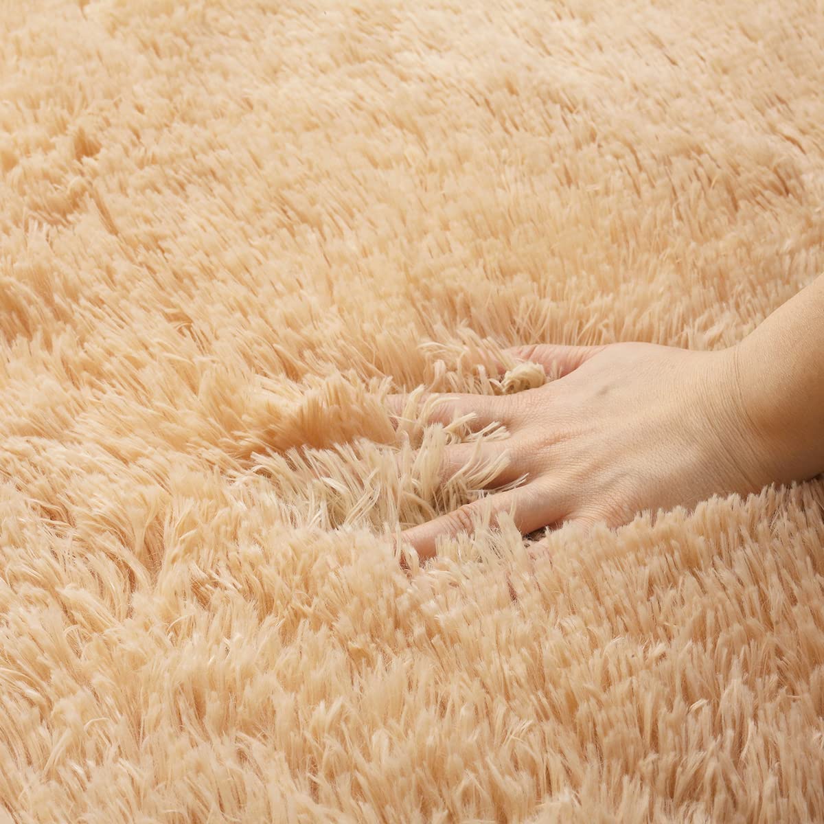 Tenekee Tappeto Rotondo Salotto Peloso Soggiorno Tappeti Soffici per Grandi Dimensioni Salotto Moderno Tappeto Morbido e Soffice per Salotto Cameretta Tavolino da Letto (160cm, Cachi)