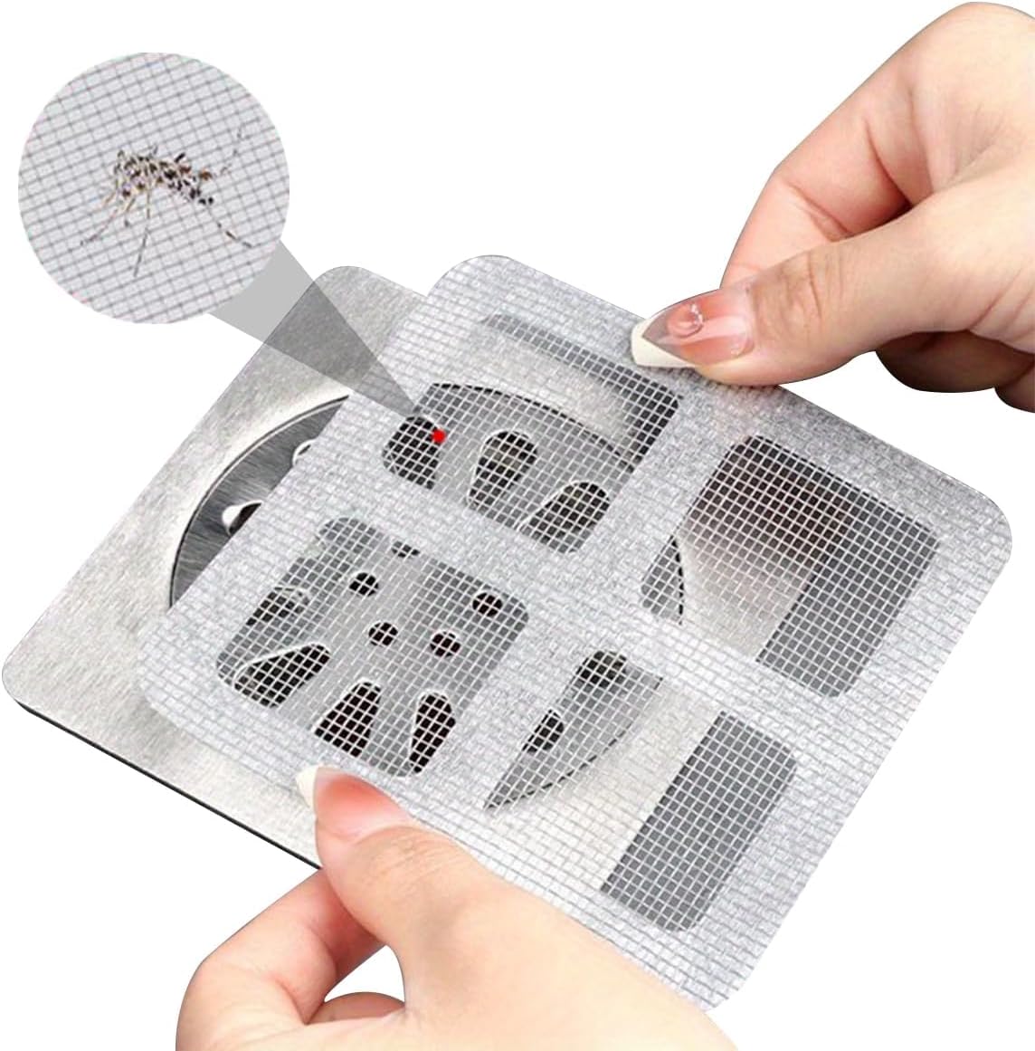 25 Pack,4" X 4" Disposable Shower Drain Cover Hair Catcher, Square Shower Drain Mesh Sticker, Bathroom, Laundry, Bathtub, Kitchen, Sink, for Human & Pet (25 PCS)