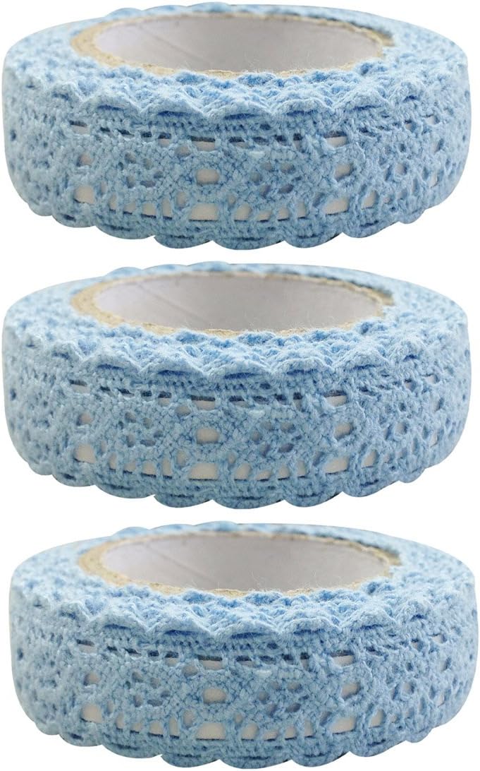 AllyDrew Decorative Craft Tapes Masking Lace Tapes Washi Tapes, Set of 3 (Blue)