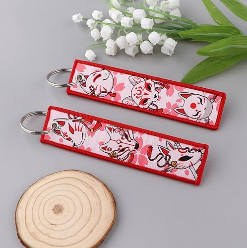 Miniatura 2 de Pinstant Fox Kitsune - Llavero de folclore japonés con diseño de flor de cerezo japonés, llavero, Rosado