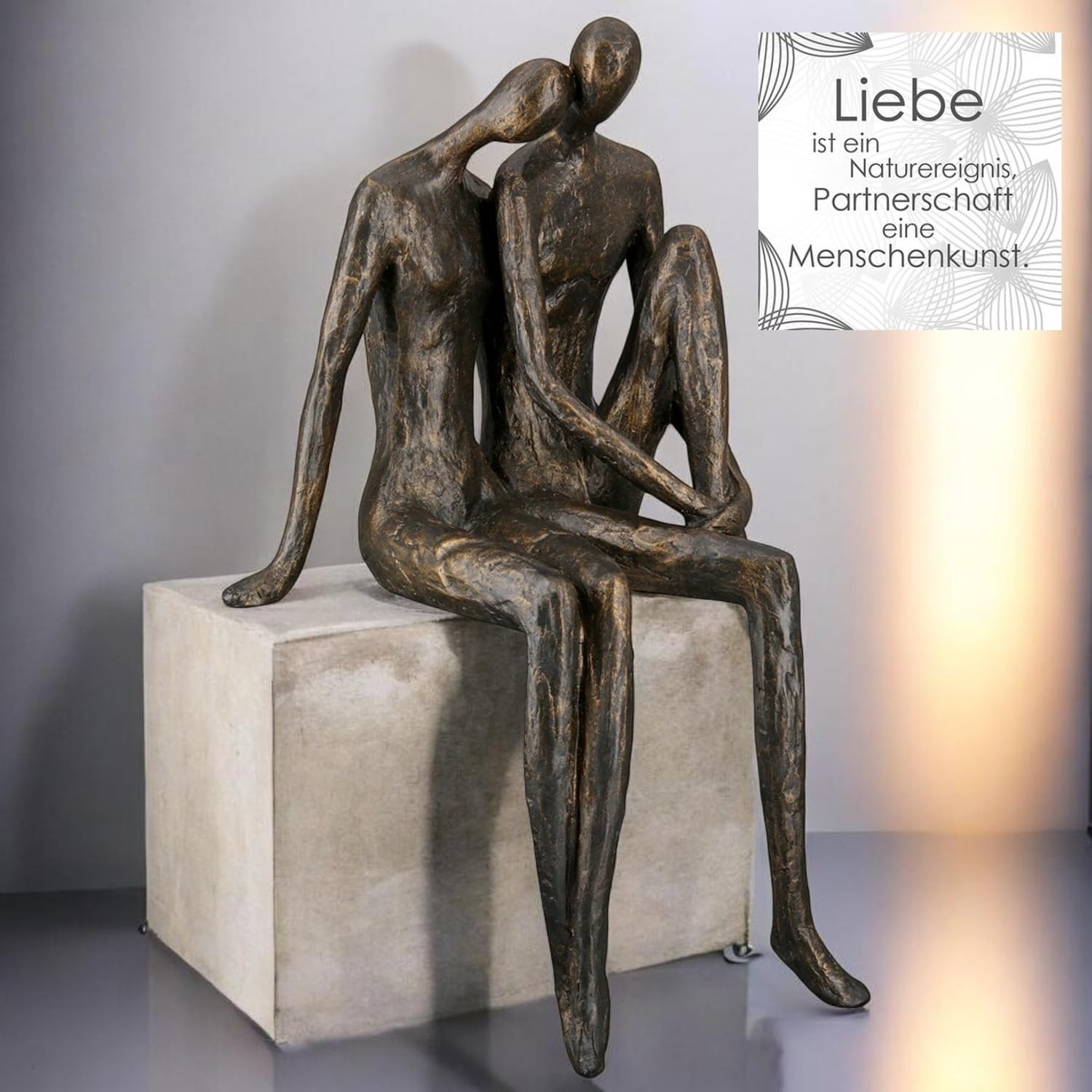 Casablanca Skulptur Couple, Deko Figur Bronze, Kunstharz Statue Wohnzimmer, Büro Dekoration H. 35 cm x B. 19 cm - Moderne Skulpturen Couple, Liebe, Hochzeit, Valentinstag