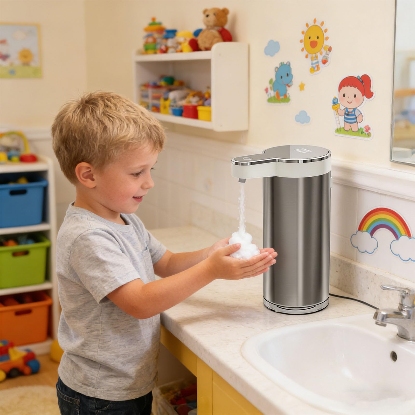 Dispenser automatico di schiuma liquida in acciaio inox moderno 350 ml spaziosa cisterna per lavaggio a mano cucina bagno dispenser sapone