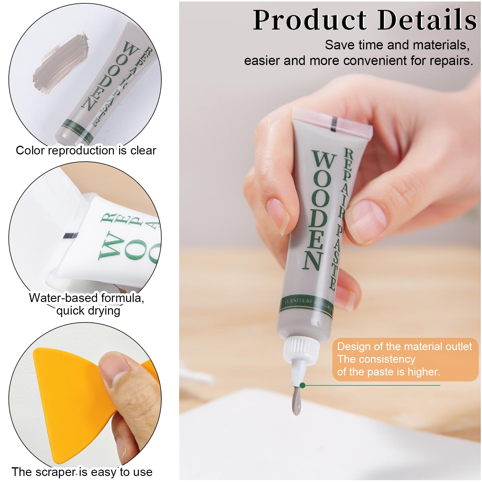 kit riparazione legno, Kit di riparazione di mobili 14 Colore, Stucco per legno riempitivo, Stucco per Legno, Set di riparazione in laminato, Kit Riparazione Mobili in Legno di Graffi, Crepe, Macchie