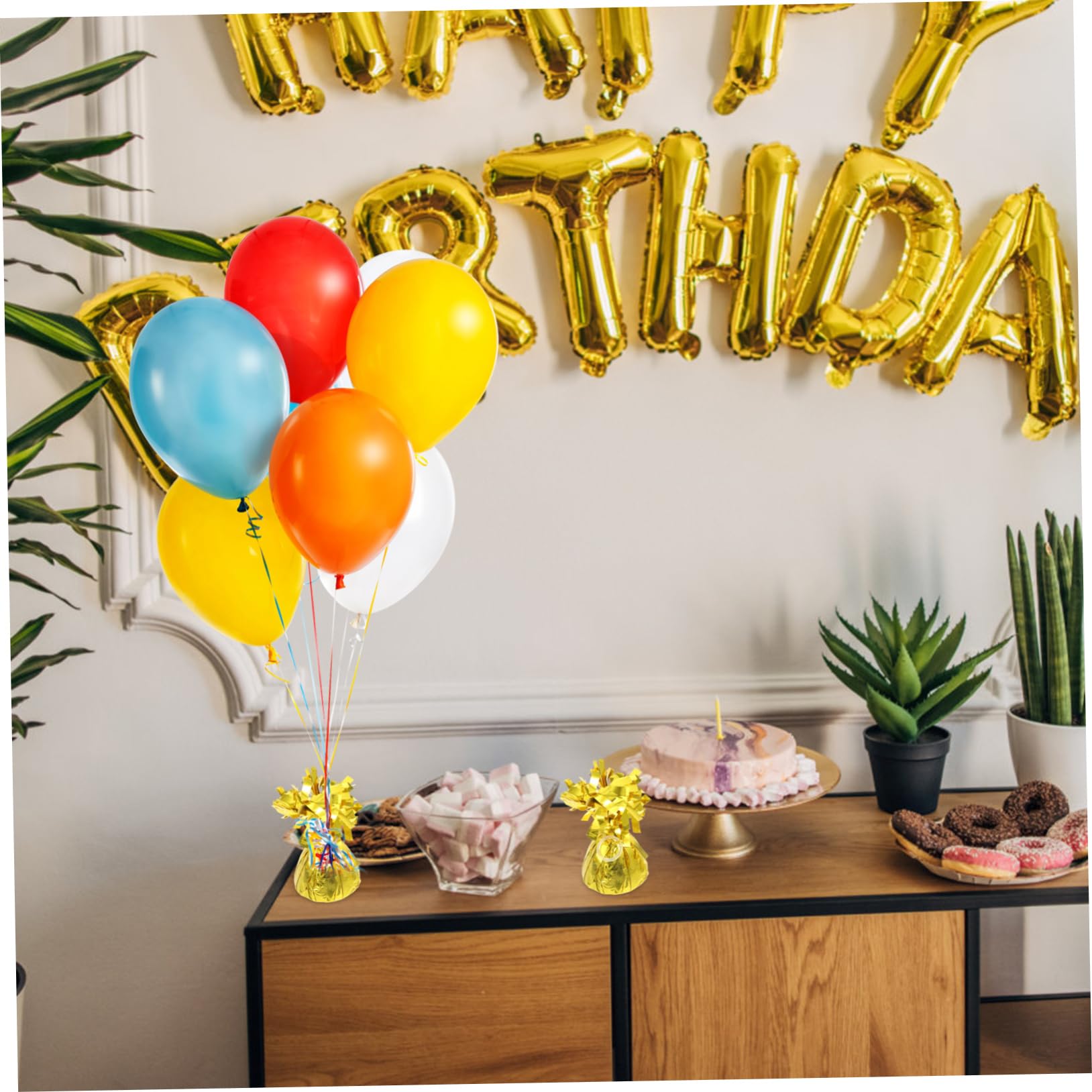 Bloque de Peso para Globos de Aluminio Dorado 5 Piezas