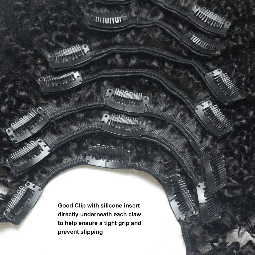 Luwigs Afro Kinky Curly 4B 4C Clip in Hair Extensions for African American Women Real Brazilian Virgin Human Hair Clip Ins Natural Color 7pcs/set (20 Inch, Afro Kinky Curly)