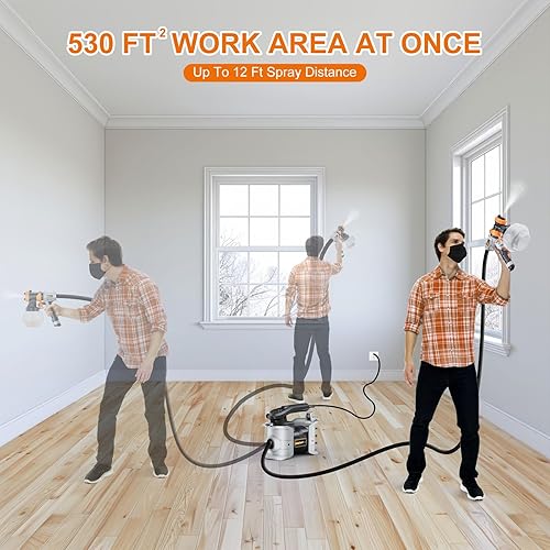 Miniatura 8 de Upgraded Paint Sprayer-BATAVIA 700W HVLP High Power Spray Paint Gun with 6FT Air Hose, 4 Nozzles & 3 Patterns, Paint Sprayer for House