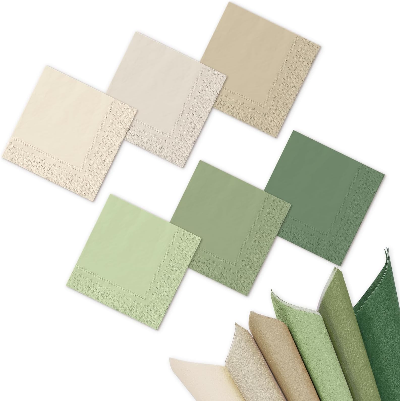 Whaline 120 Sheet Sage Green Cocktail Napkin 2 Ply Nude