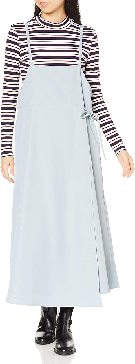 Amazon Co Jp プードゥドゥ Pou Dou Dou ラップ キャミ ワンピース 3 ブルー レディース ロング ワンピース ミモレ丈 ジャンスカ キャミソールワンピース 無地 レイヤード 服 ファッション小物