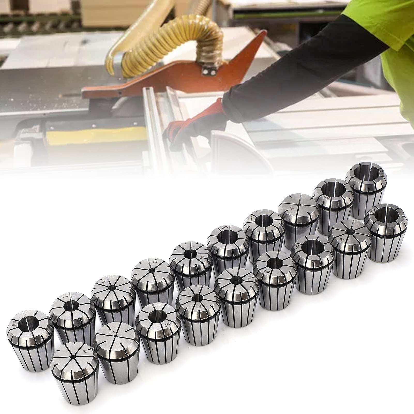 Ejoyous ER32 Ressort Collet Set 19 Pièces, ER32 Pince de Serrage 2-20mm Mandrin de Serrage Haute Précision, pour Machine de Gravure CNC et Outil de Tour de Fraisage