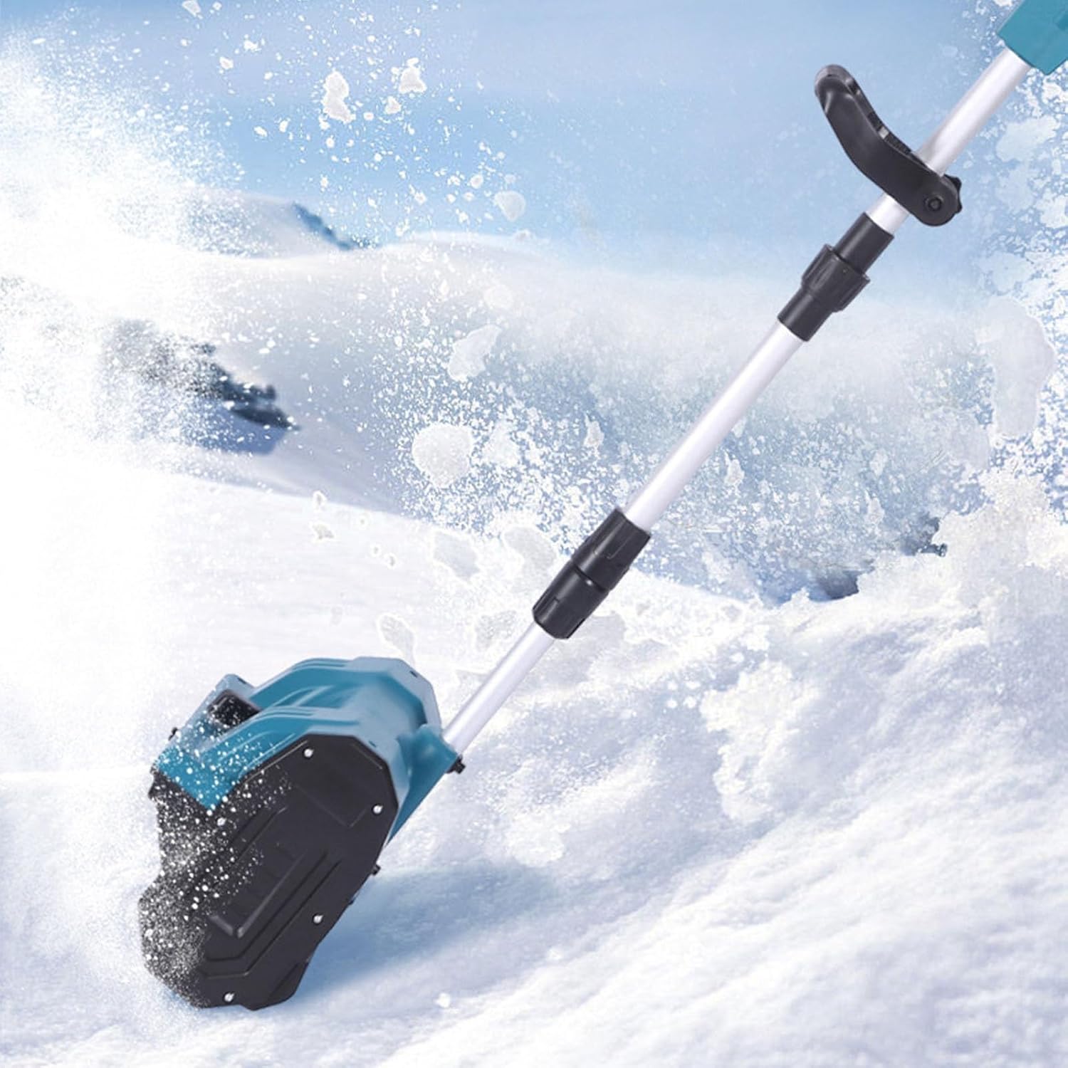 Electric Snow Blower Shovel, 12.5in Width 6.3in Depth 26ft Throwing Cordless Electric Snow Shovel with Ergonomic Handle Telescopic Rod (with 1 Battery)